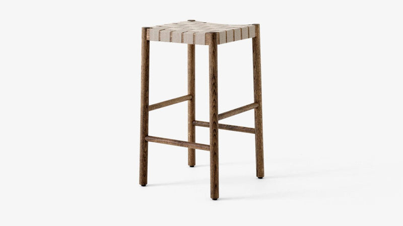 Betty Stool - &Tradition Stools + Benches + Ottomans - Smoked Oiled Oak with Natural Webbing - Bar Stool - HORNE