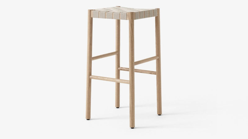 Betty Stool - &Tradition Stools + Benches + Ottomans - Smoked Oiled Oak with Natural Webbing - Bar Stool - HORNE