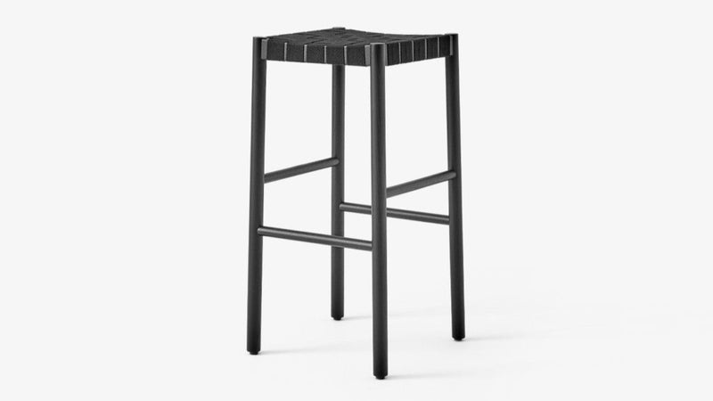 Betty Stool - &Tradition Stools + Benches + Ottomans - Smoked Oiled Oak with Natural Webbing - Bar Stool - HORNE