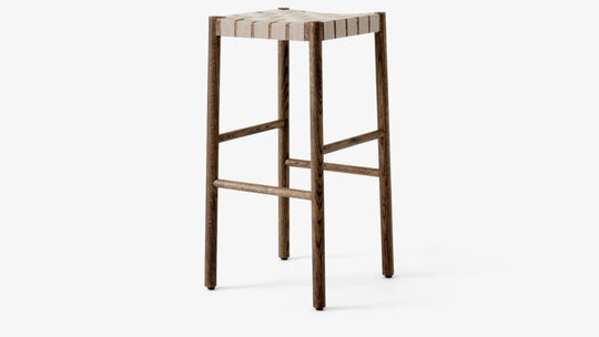 Betty Stool - &Tradition Stools + Benches + Ottomans - Smoked Oiled Oak with Natural Webbing - Bar Stool - HORNE