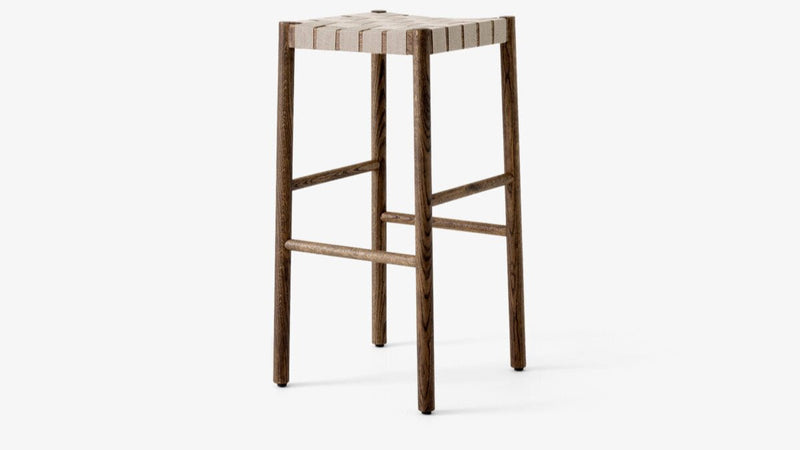 Betty Stool - &Tradition Stools + Benches + Ottomans - Smoked Oiled Oak with Natural Webbing - Bar Stool - HORNE