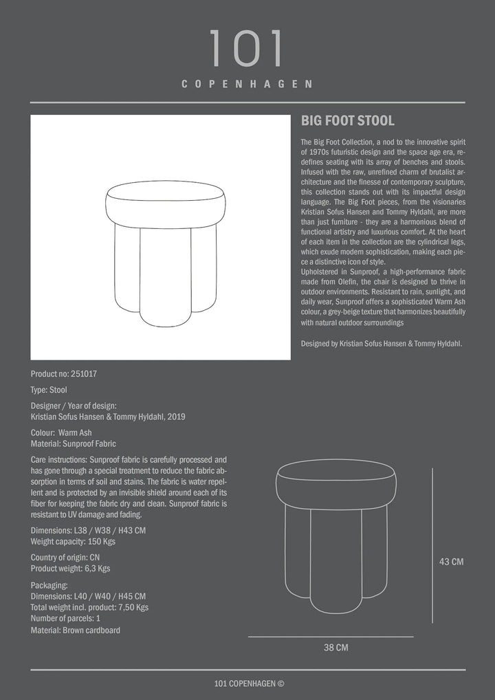 Big Foot Stool - 101 Copenhagen Stools + Benches + Ottomans - Smoked Sand - HORNE
