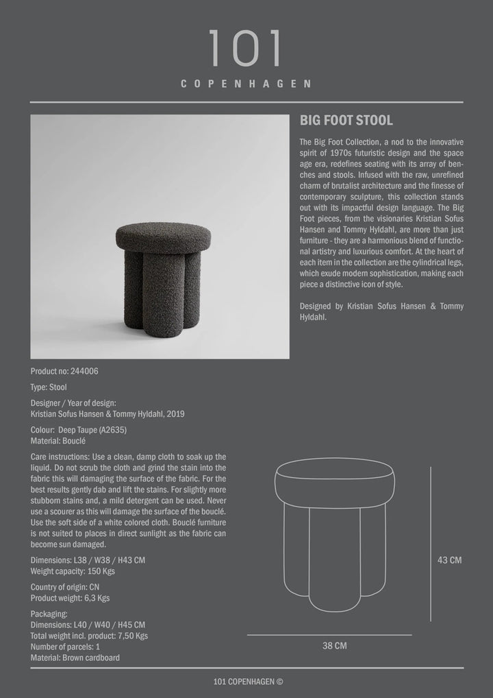 Big Foot Stool - 101 Copenhagen Stools + Benches + Ottomans - Smoked Sand - HORNE