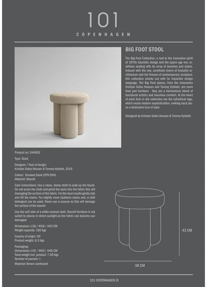 Big Foot Stool - 101 Copenhagen Stools + Benches + Ottomans - Smoked Sand - HORNE