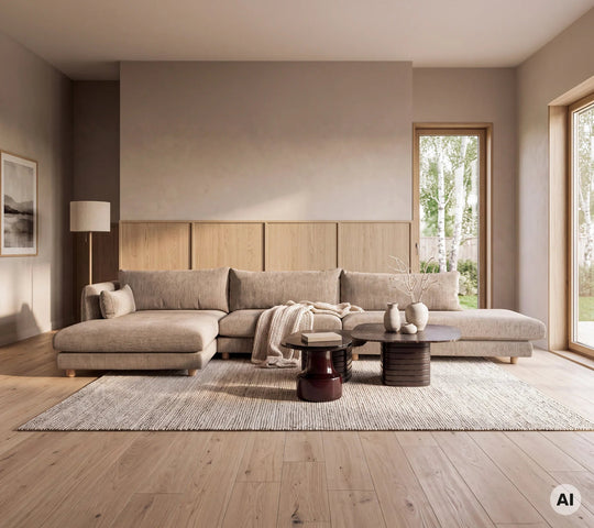 Bloom Chaise Lounge Right Module w/Teak Legs - Cane Line Modular Sofas - Light Grey - Ambience - HORNE