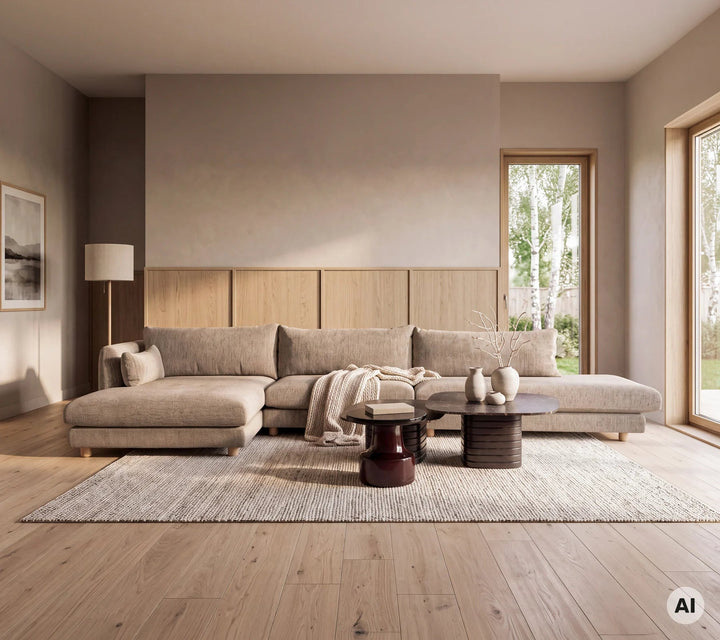 Bloom Chaise Lounge Right Module w/Teak Legs - Cane Line Modular Sofas - Light Grey - Ambience - HORNE