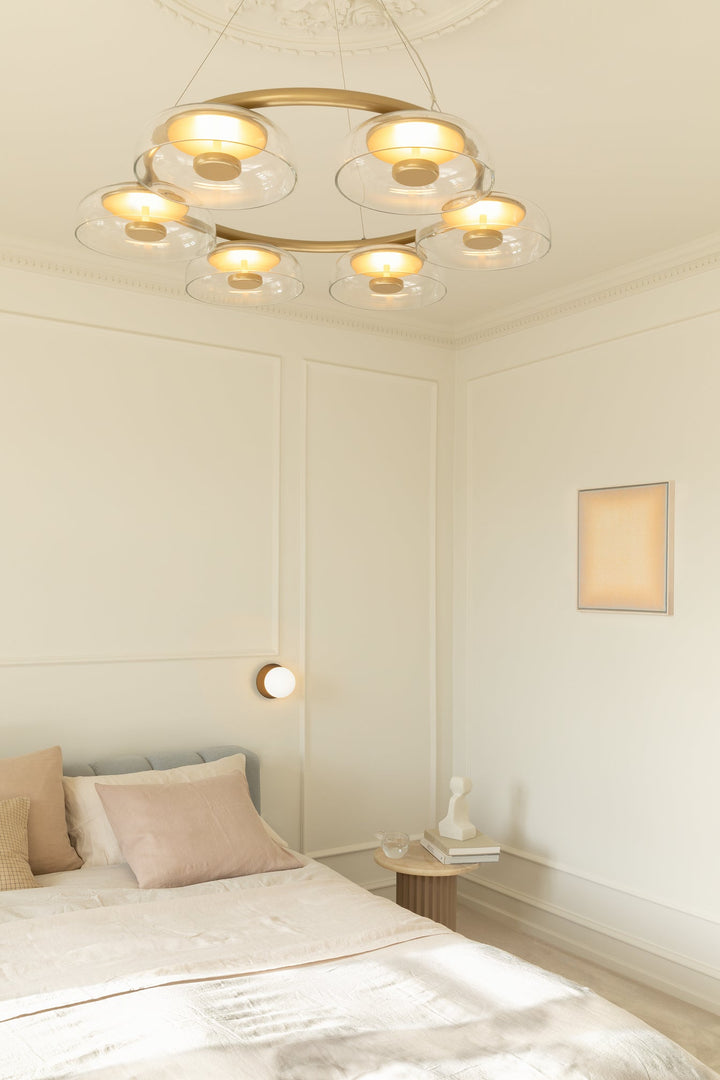 Blossi 6 Chandelier - Nuura Chandeliers - Nordic Gold / Clear - HORNE