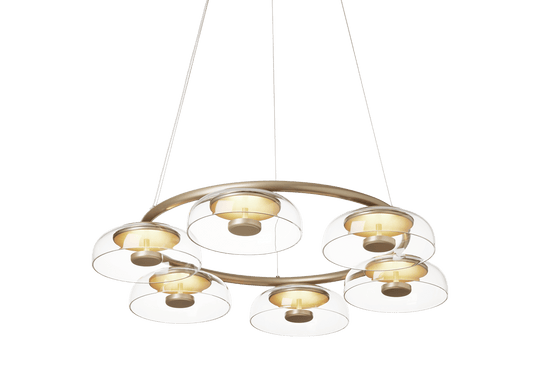Blossi 6 Chandelier - Nuura Chandeliers - Nordic Gold / Clear - HORNE