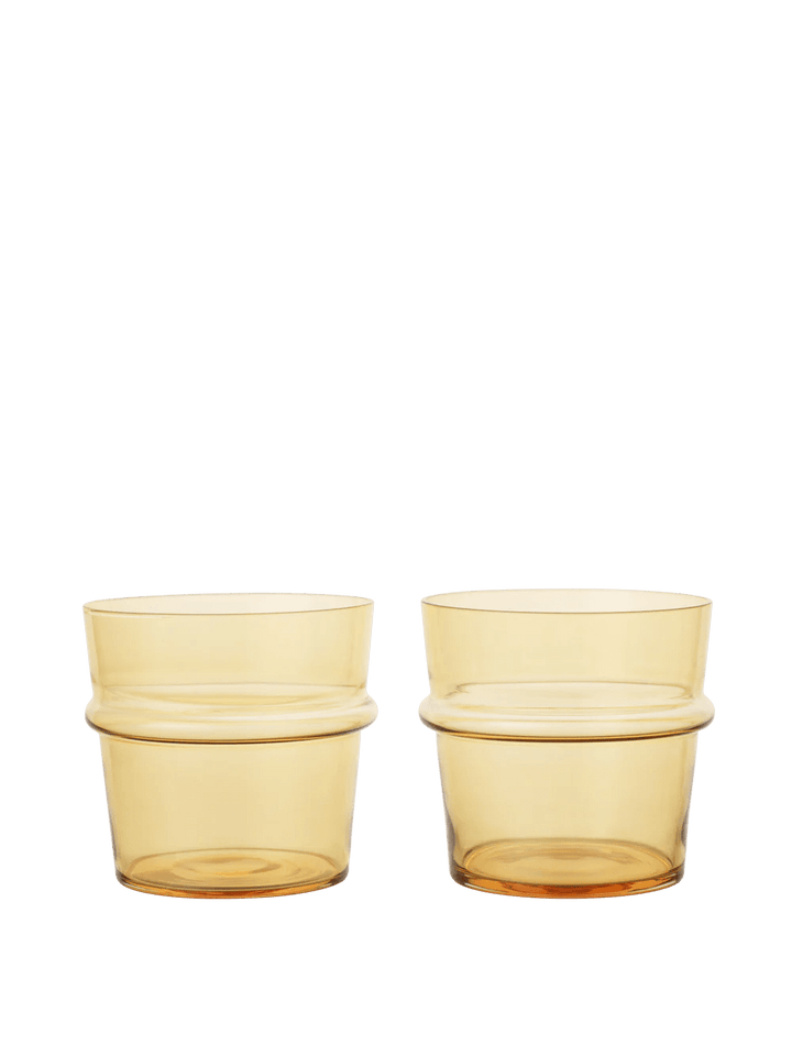 Boya Low Glasses - Set of 2 - Ferm Living Glassware - Yellow - HORNE
