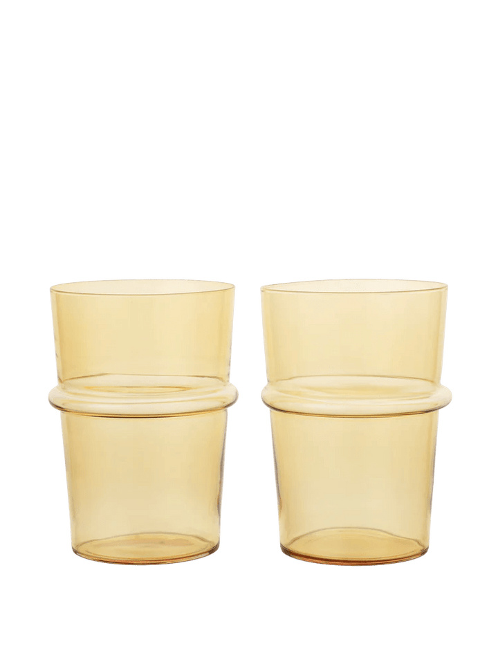 Boya Tall Glasses - Set of 2 - Ferm Living Glassware - Yellow - HORNE