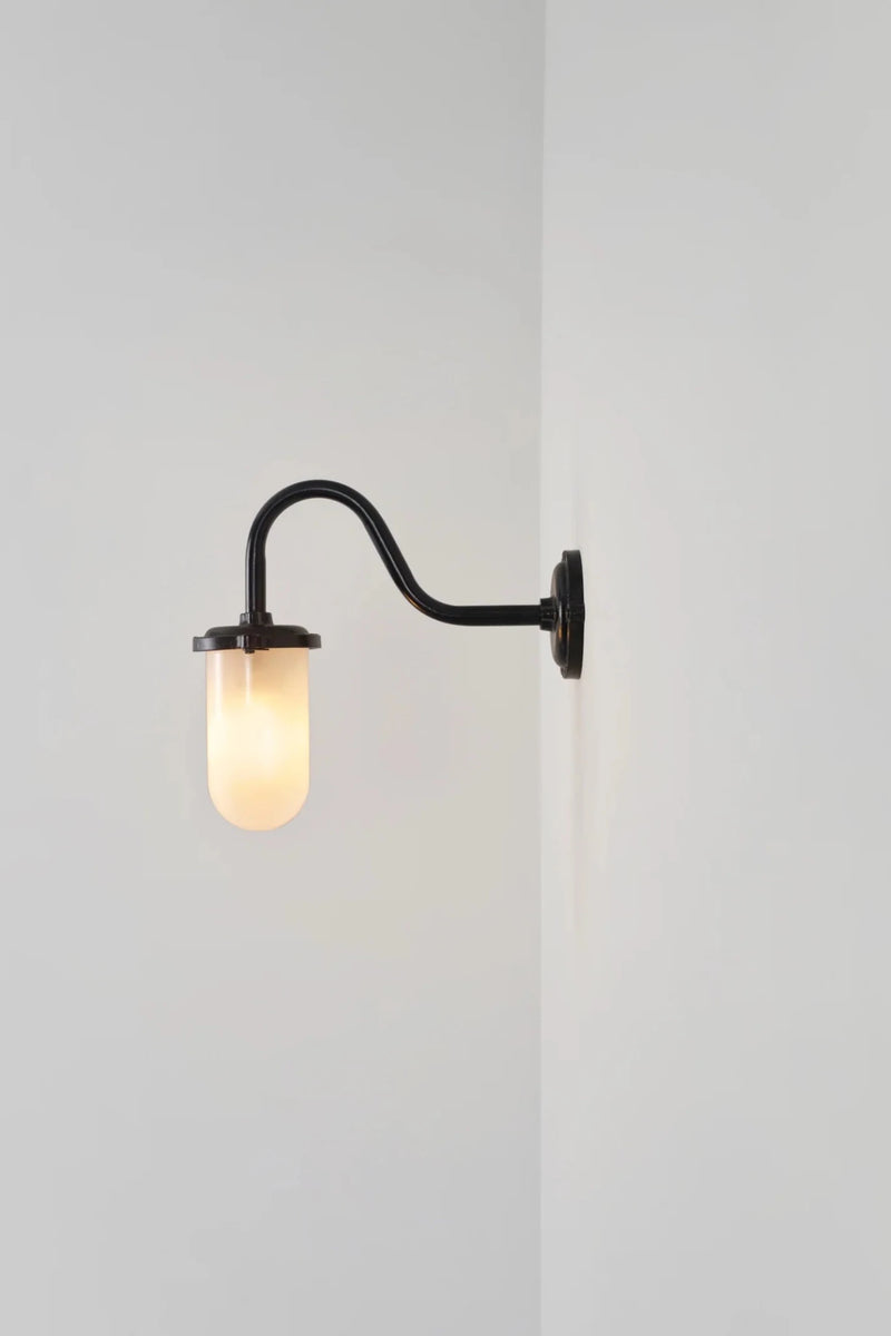 Bracket Light Swan Neck - 100W - Davey Lighting Outdoor Lights - Galvanised Silver - Frosted - HORNE