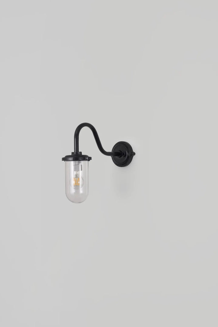 Bracket Light Swan Neck - 100W - Davey Lighting Outdoor Lights - Galvanised Silver - Frosted - HORNE
