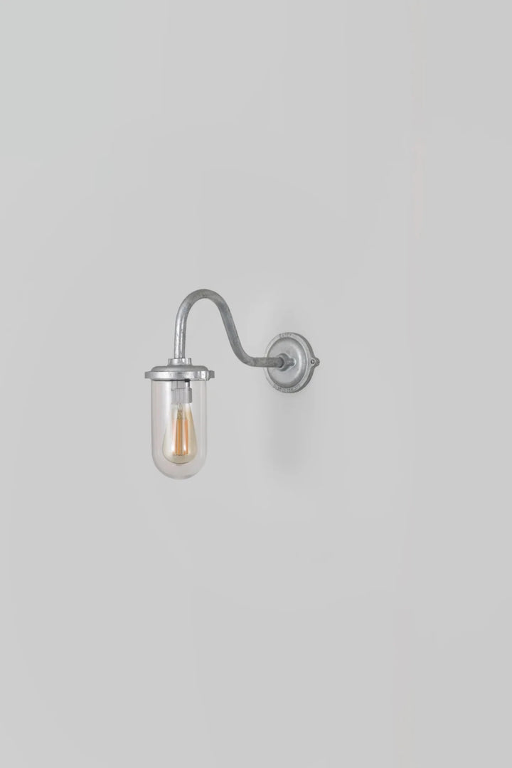 Bracket Light Swan Neck - 100W - Davey Lighting Outdoor Lights - Galvanised Silver - Frosted - HORNE