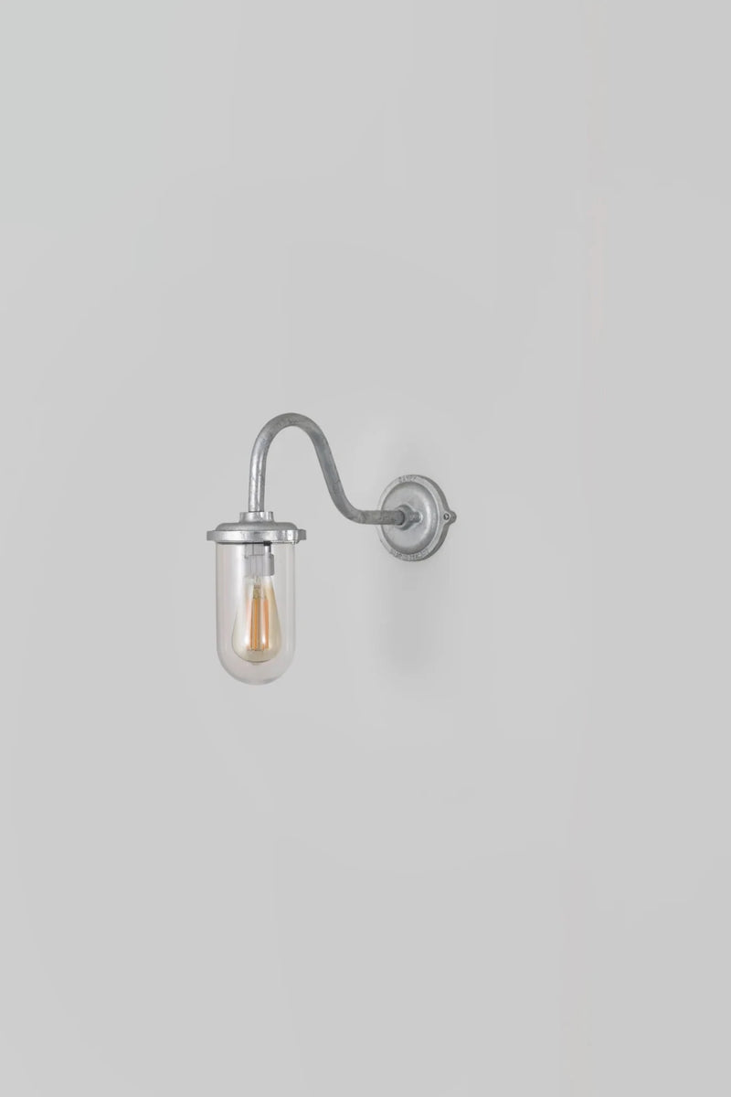 Bracket Light Swan Neck - 100W - Davey Lighting Outdoor Lights - Galvanised Silver - Frosted - HORNE