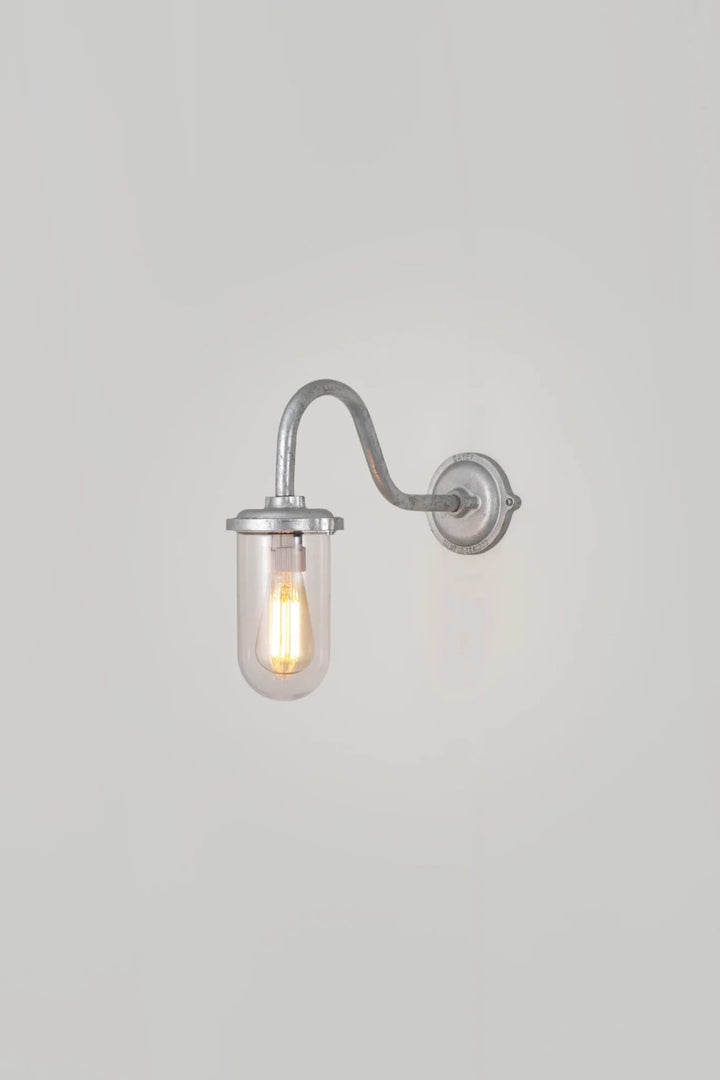 Bracket Light Swan Neck - 100W - Davey Lighting Outdoor Lights - Galvanised Silver - Clear - HORNE