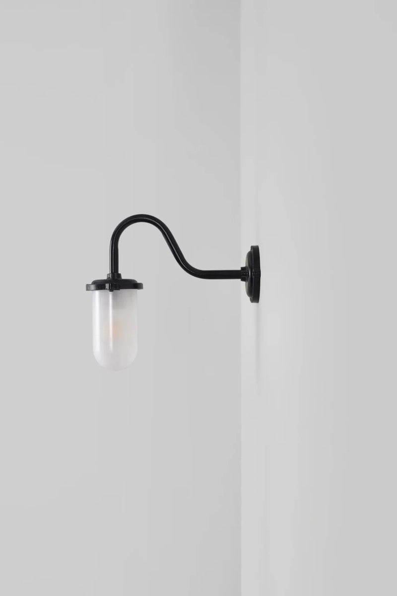 Bracket Light Swan Neck - 100W - Davey Lighting Outdoor Lights - Galvanised Silver - Frosted - HORNE