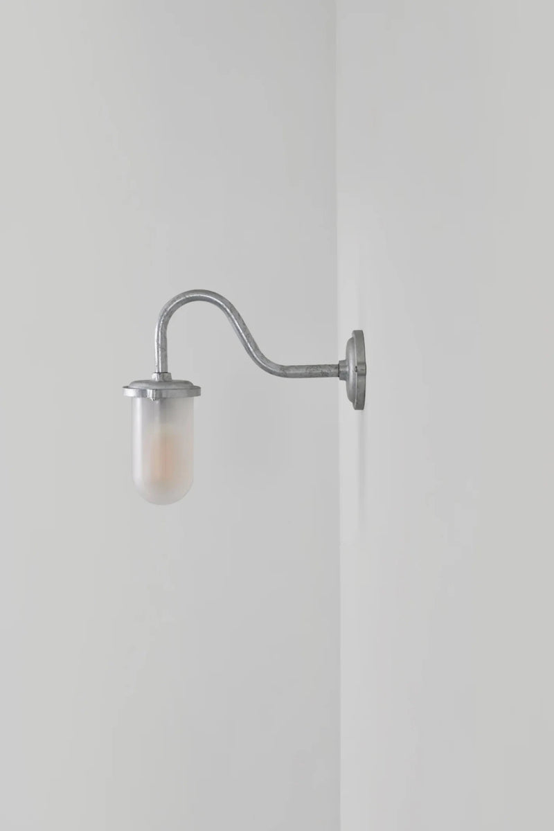 Bracket Light Swan Neck - 100W - Davey Lighting Outdoor Lights - Galvanised Silver - Frosted - HORNE