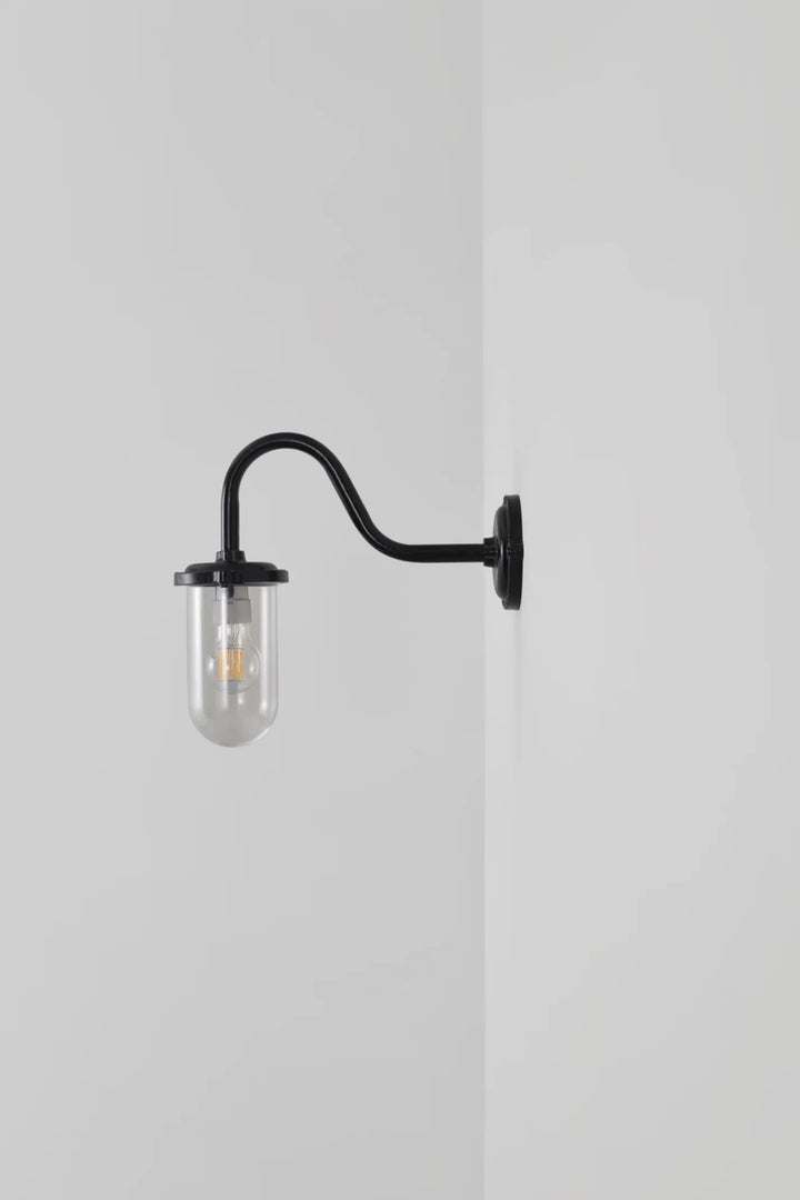 Bracket Light Swan Neck - 100W - Davey Lighting Outdoor Lights - Galvanised Silver - Frosted - HORNE