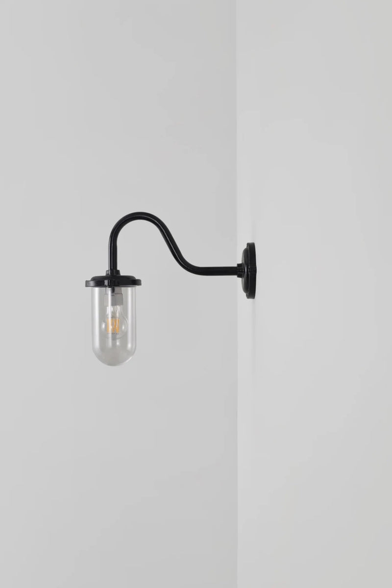 Bracket Light Swan Neck - 100W - Davey Lighting Outdoor Lights - Galvanised Silver - Frosted - HORNE