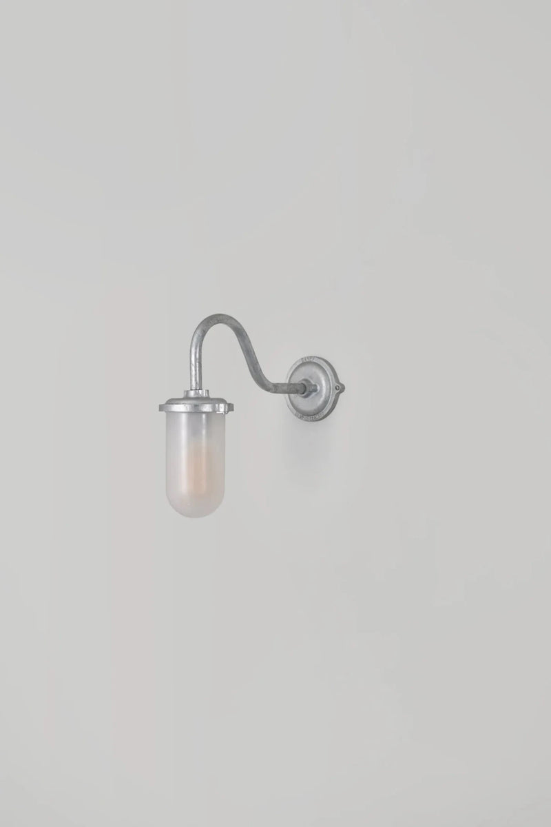 Bracket Light Swan Neck - 100W - Davey Lighting Outdoor Lights - Galvanised Silver - Frosted - HORNE