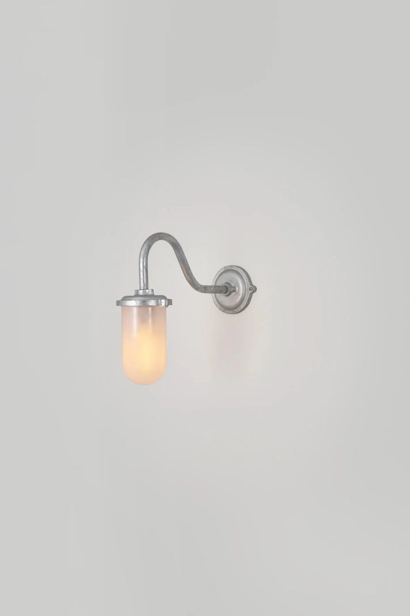 Bracket Light Swan Neck - 100W - Davey Lighting Outdoor Lights - Galvanised Silver - Frosted - HORNE