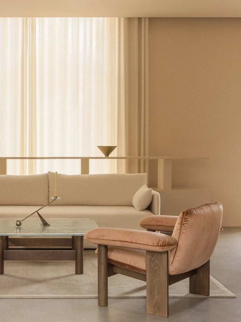 Brasilia Lounge Chair, Low Back - Textile - Audo Copenhagen - Chairs - Dark Stained Oak - Audo Boucl√© 02 - HORNE