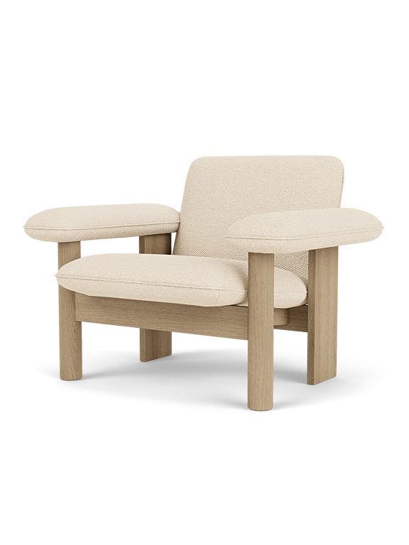 Brasilia Lounge Chair - Low Back - Textile - Audo Copenhagen Chairs - Natural Oak - Logan Jasmine - HORNE