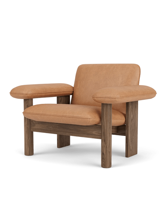 Brasilia Lounge Chair - Low Back - Textile - Audo Copenhagen Chairs - Walnut - Dunes Camel 21004 - HORNE