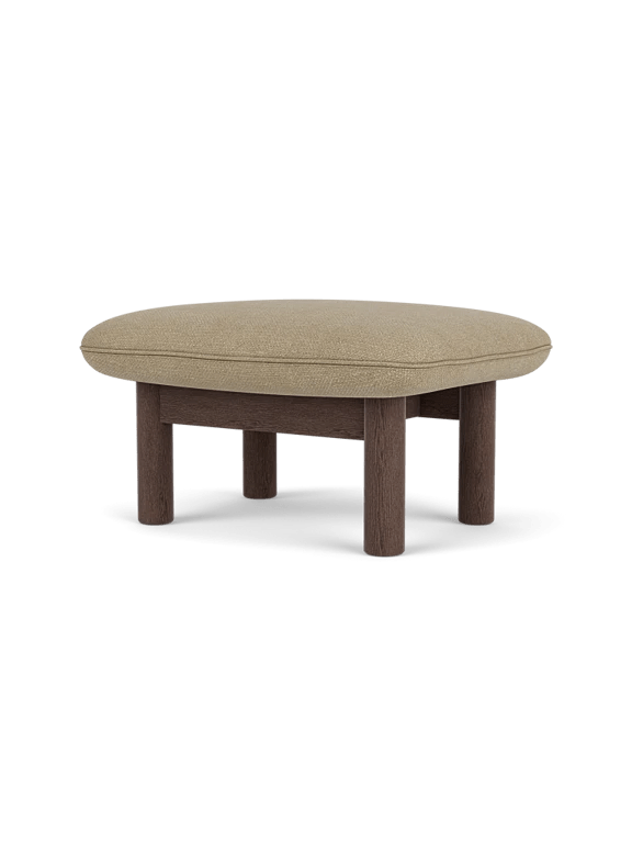 Brasilia Lounge Chair & Ottoman - Upholstered - Audo Copenhagen Chairs - Ottoman Only - Boucle 02 Fabric - Dark Stained Oak - HORNE