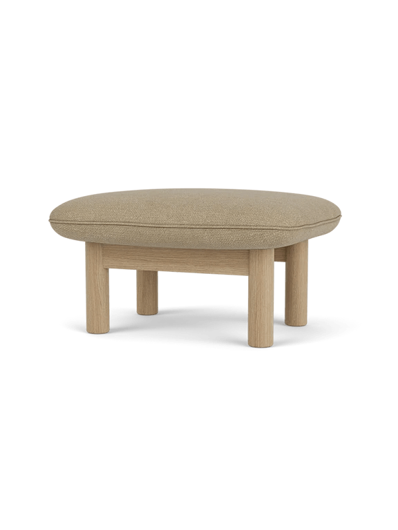 Brasilia Lounge Chair & Ottoman - Upholstered - Audo Copenhagen Chairs - Ottoman Only - Boucle 02 Fabric - Natural Oak - HORNE