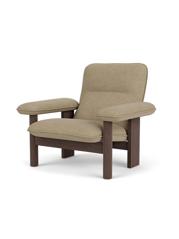 Brasilia Lounge Chair & Ottoman - Upholstered - Audo Copenhagen Chairs - Chair Only - Boucle 02 Fabric - Dark Stained Oak - HORNE