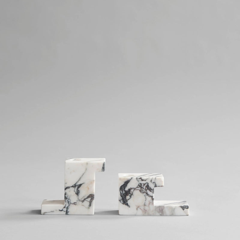 Brick Candle Holder - 101 Copenhagen Candle Holders - Calacatta - Low - HORNE