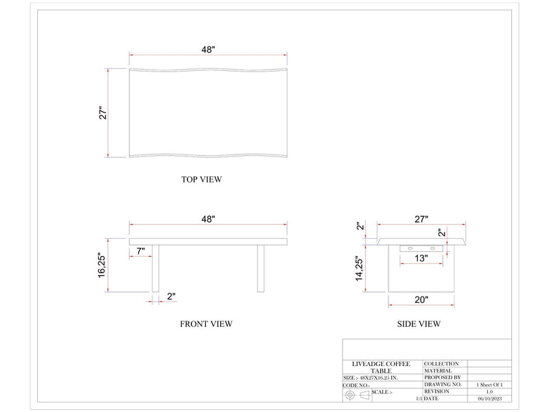 Brooks Coffee Table - 48 - Urbia Coffee Tables - Americano - HORNE