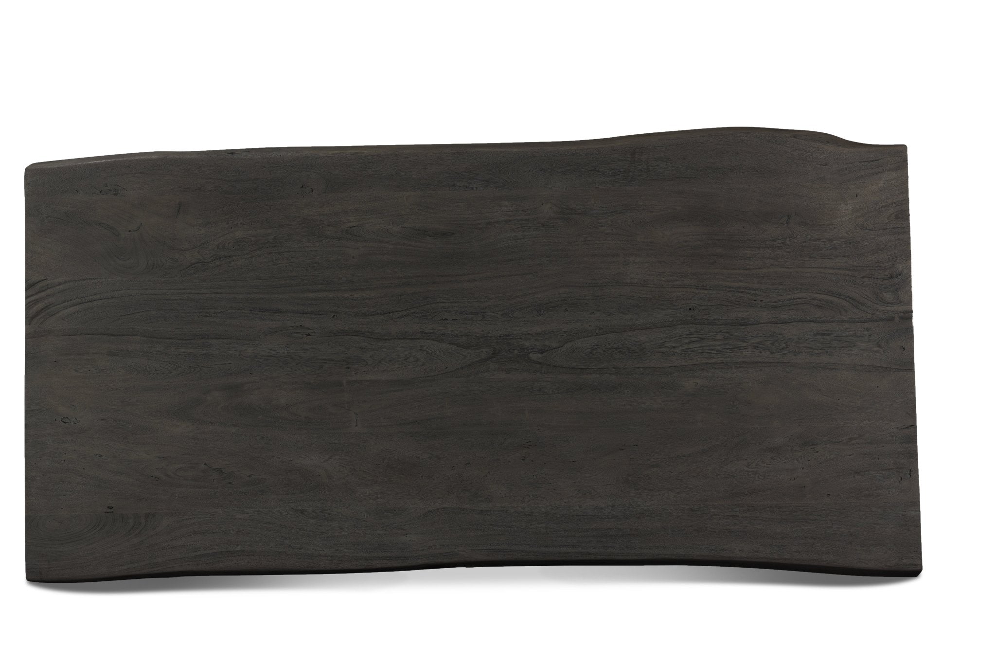 Rectangular wooden serving board in dark charcoal finish with wood grain