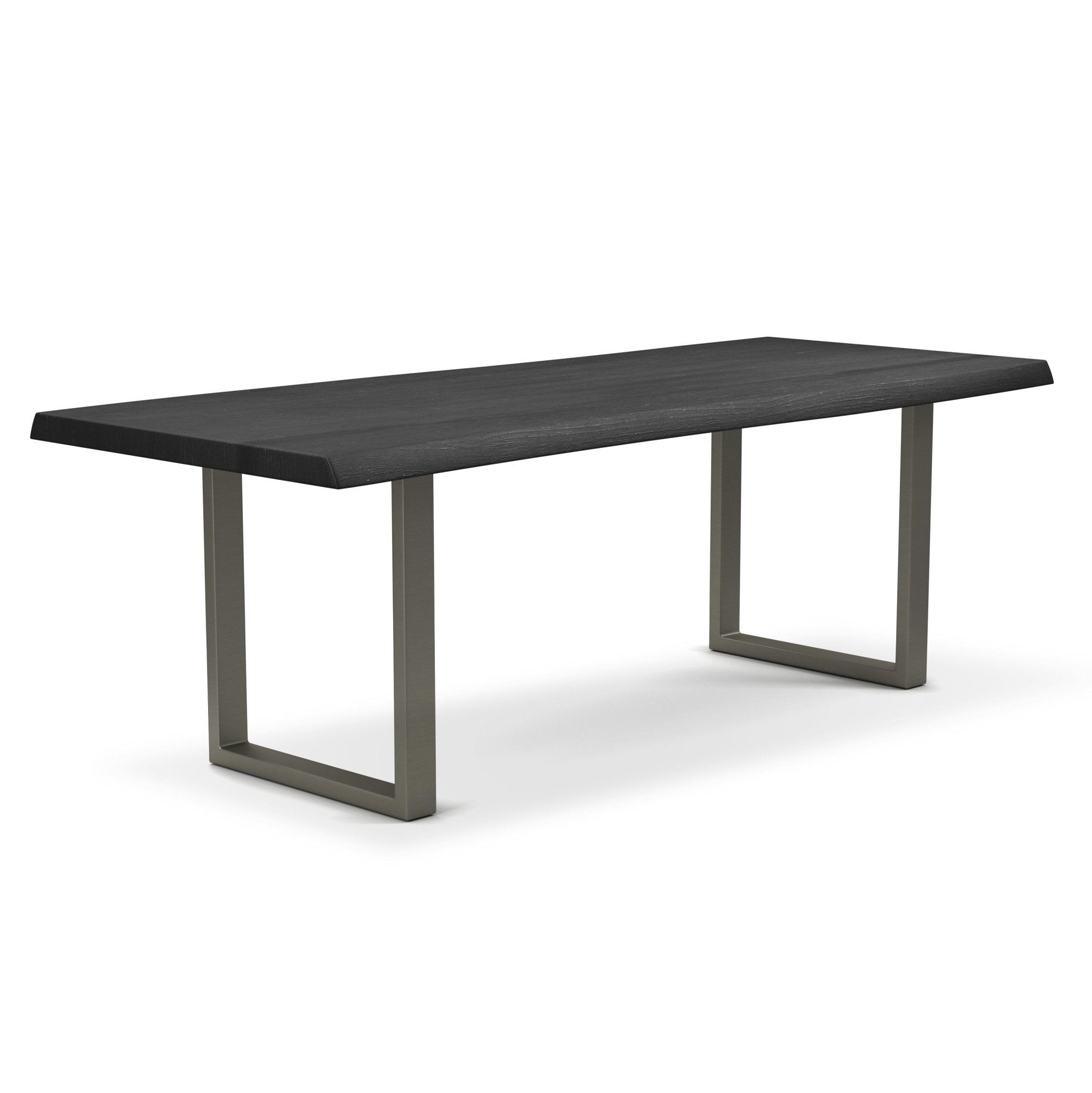 Wooden bench with light top and black metal legs