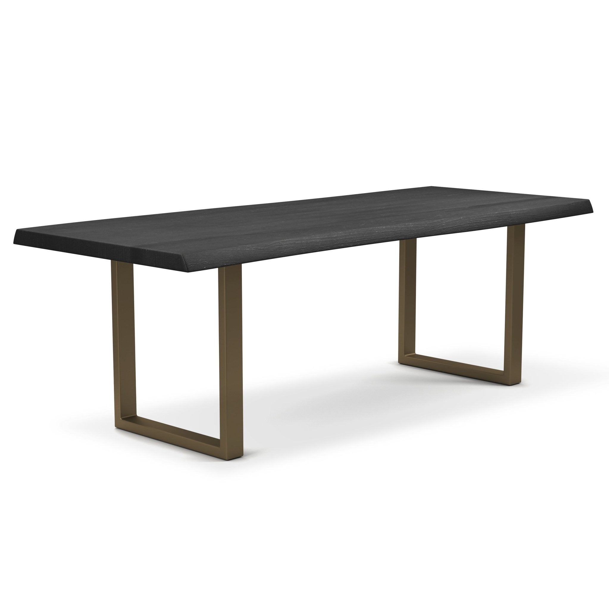 Light wood bench with metal legs, white background