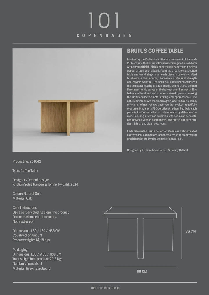 Brutus Coffee Table - 101 Copenhagen Tables - Natural Oak - HORNE
