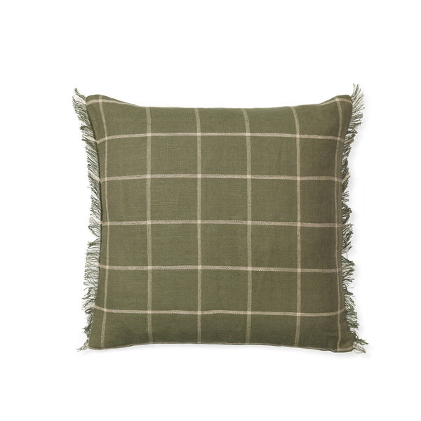 Calm Cushion - Ferm Living - Bedding + Pillows - Olive/ Off - White - 19.7" x 19.7" - HORNE
