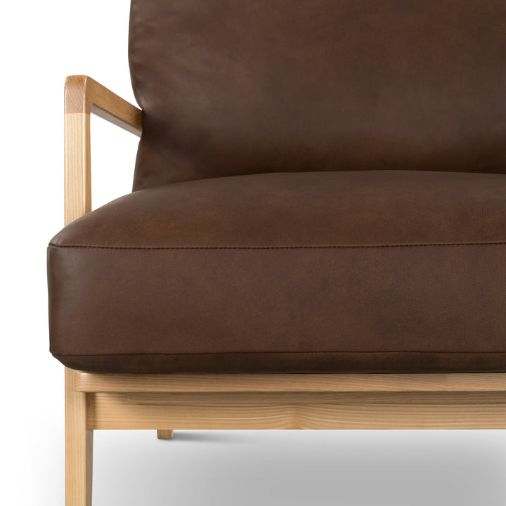 Carmelo Genuine Leather Accent Chair - Urbia Sofas - Black Genuine Leather - Walnut - HORNE