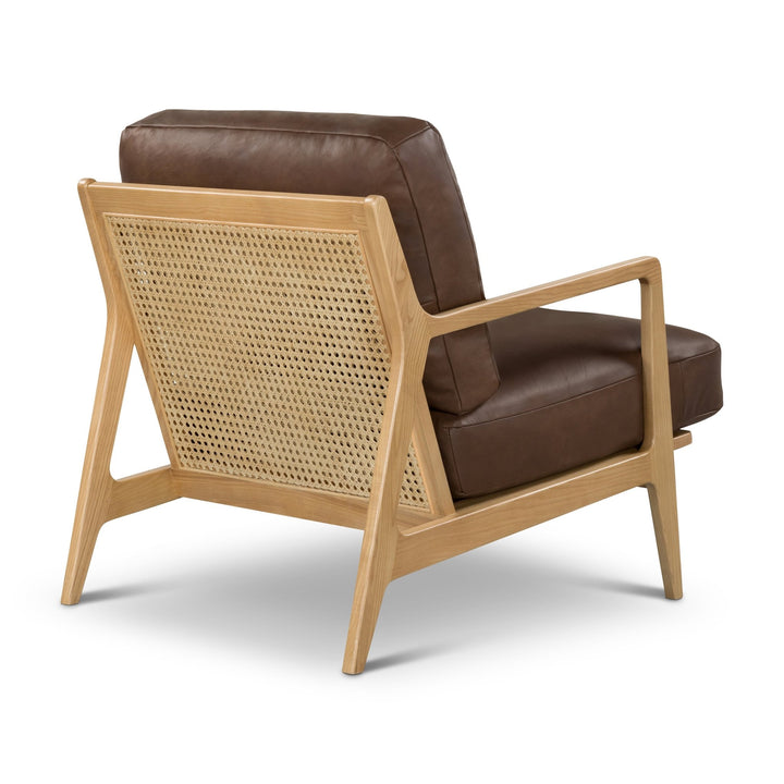 Carmelo Genuine Leather Accent Chair - Urbia Sofas - Black Genuine Leather - Walnut - HORNE