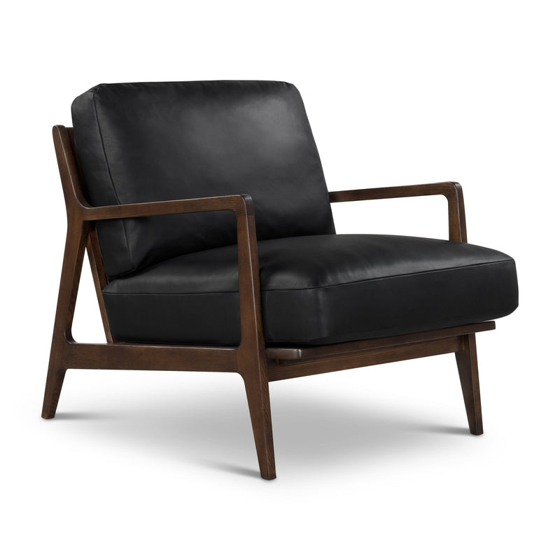 Carmelo Genuine Leather Accent Chair - Urbia Sofas - Brown Genuine Leather - Oak - HORNE