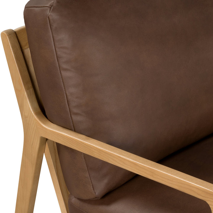 Carmelo Genuine Leather Accent Chair - Urbia Sofas - Black Genuine Leather - Walnut - HORNE