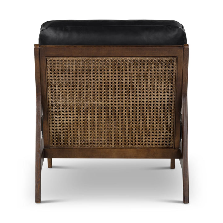 Carmelo Genuine Leather Accent Chair - Urbia Sofas - Black Genuine Leather - Walnut - HORNE