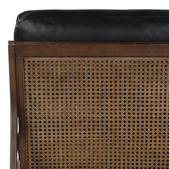 Carmelo Genuine Leather Accent Chair - Urbia Sofas - Black Genuine Leather - Walnut - HORNE