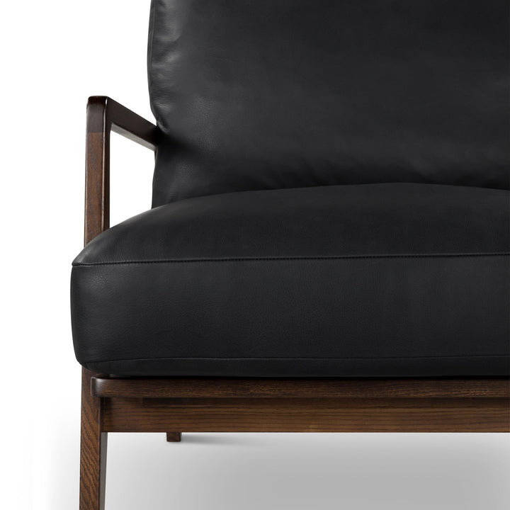 Carmelo Genuine Leather Accent Chair - Urbia Sofas - Black Genuine Leather - Walnut - HORNE