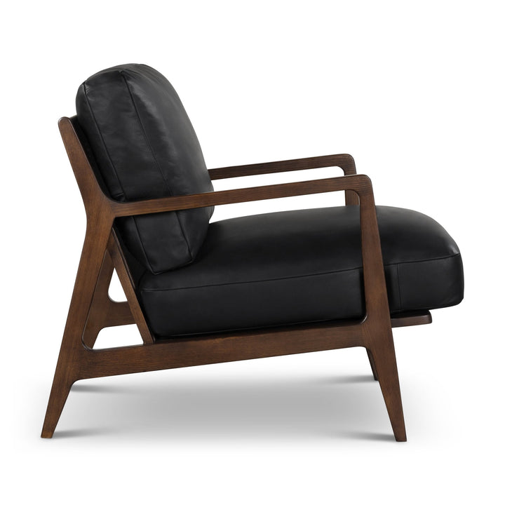 Carmelo Genuine Leather Accent Chair - Urbia Sofas - Black Genuine Leather - Walnut - HORNE