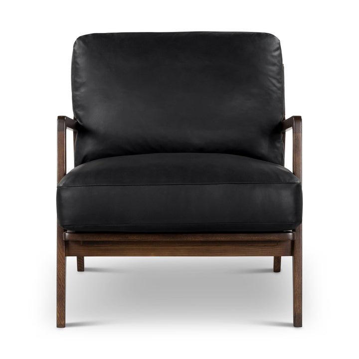 Carmelo Genuine Leather Accent Chair - Urbia Sofas - Black Genuine Leather - Walnut - HORNE