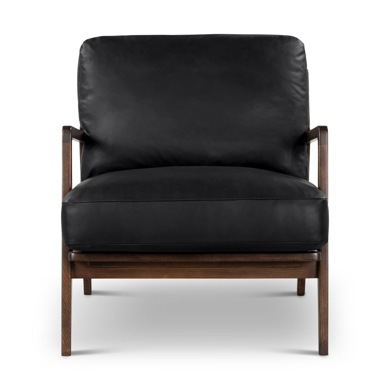 Carmelo Genuine Leather Accent Chair - Urbia Sofas - Brown Genuine Leather - Oak - HORNE