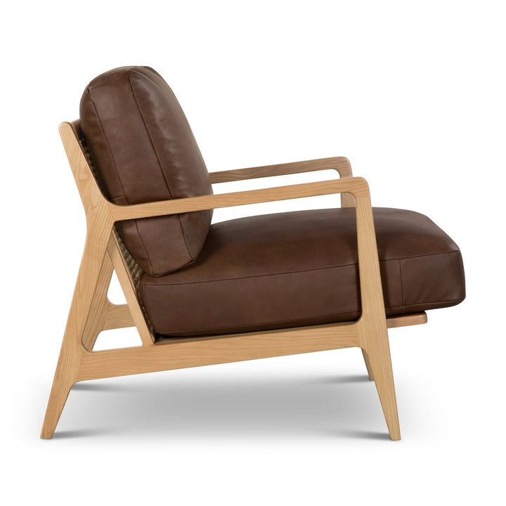 Carmelo Genuine Leather Accent Chair - Urbia Sofas - Black Genuine Leather - Walnut - HORNE