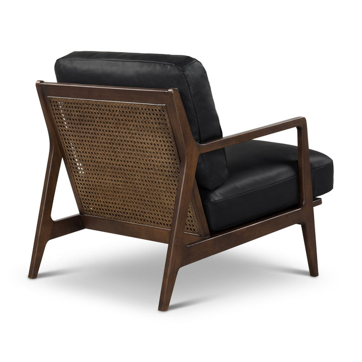 Carmelo Genuine Leather Accent Chair - Urbia Sofas - Black Genuine Leather - Walnut - HORNE